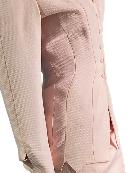 Thierry Mugler 80s couture  puckered baby pink suit set w skirt