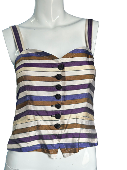 2000’s YSL Striped Silk Bustier Tank Top