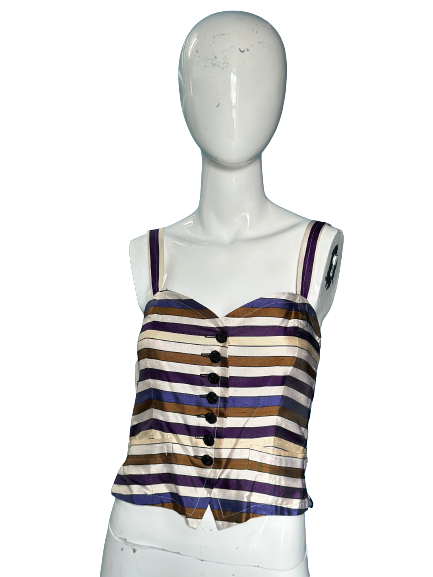 2000’s YSL Striped Silk Bustier Tank Top