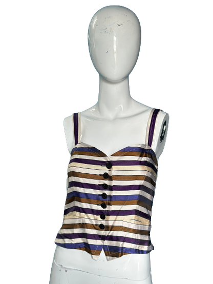 2000’s YSL Striped Silk Bustier Tank Top