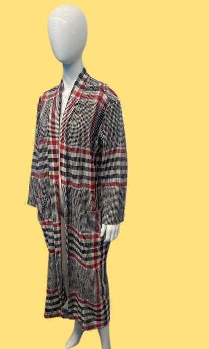 90’s Norma Kamali Gauzy Plaid Duster