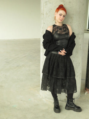 80’s Punk Leather & Lace combo tiered dress