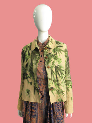 Issey Miyake Linen Silk Bamboo Print Jacket