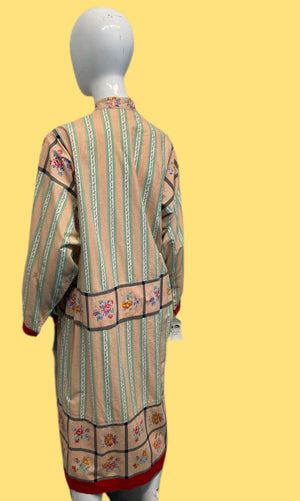 80’s Issey Miyake Floral Striped Tunic Dress