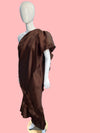 1970’s Halston Chocolate Silk Chiffon One Shoulder Ruffle Gown
