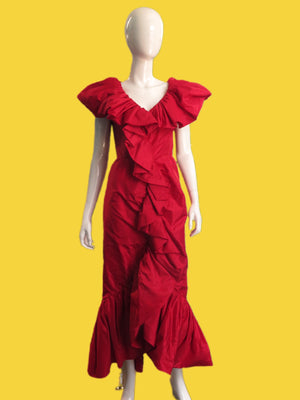1960’s Flamenco Red Ruffled Opera Dress