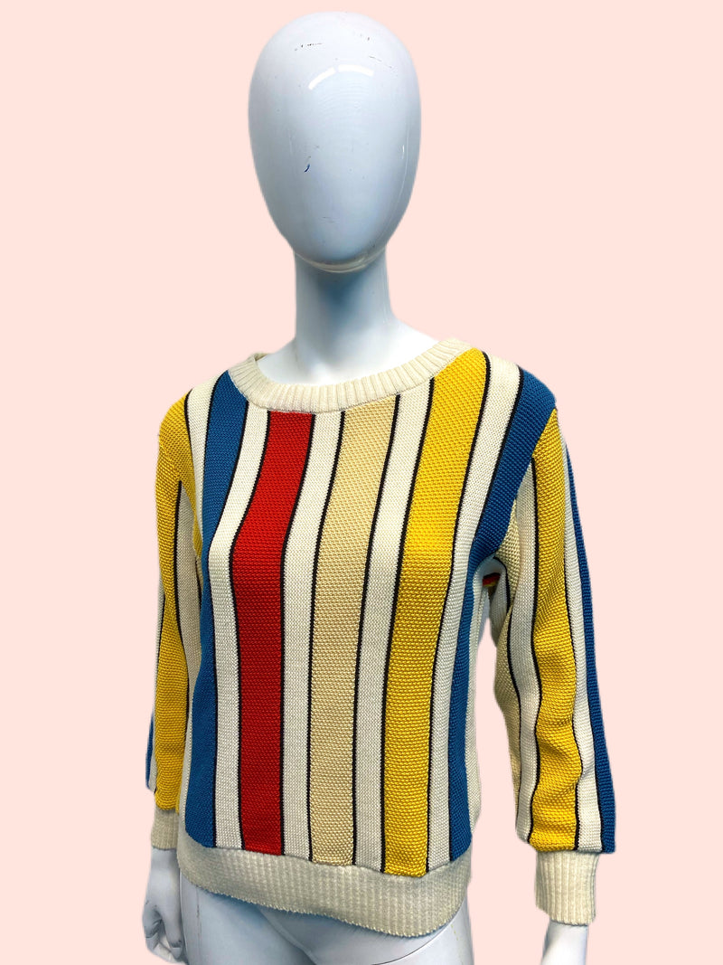 YSL Yves Saint Laurent Rive Gauche Mondrian Striped Pullover
