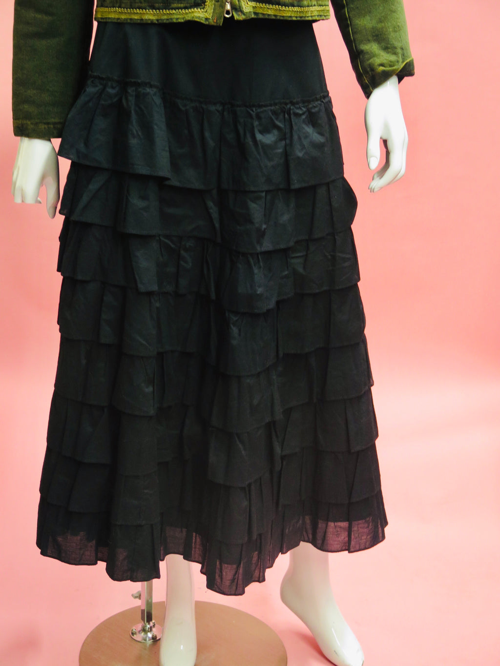 1990’s Anna Molinari Cotton Tiered Peasant Maxi Skirt