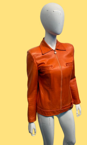 Tom Ford x Gucci Orange Leather Moto Jacket
