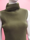 Issey Miyake Pleats Please Olive Funnel Neck Tunic Top