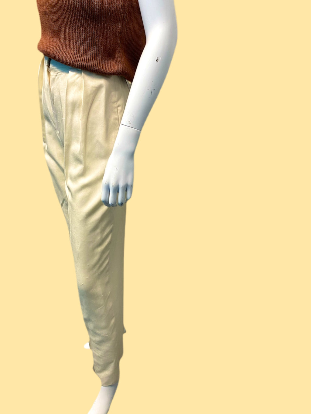 1980’s Mary Ann Reativo Ivory Pleated Silk Trousers