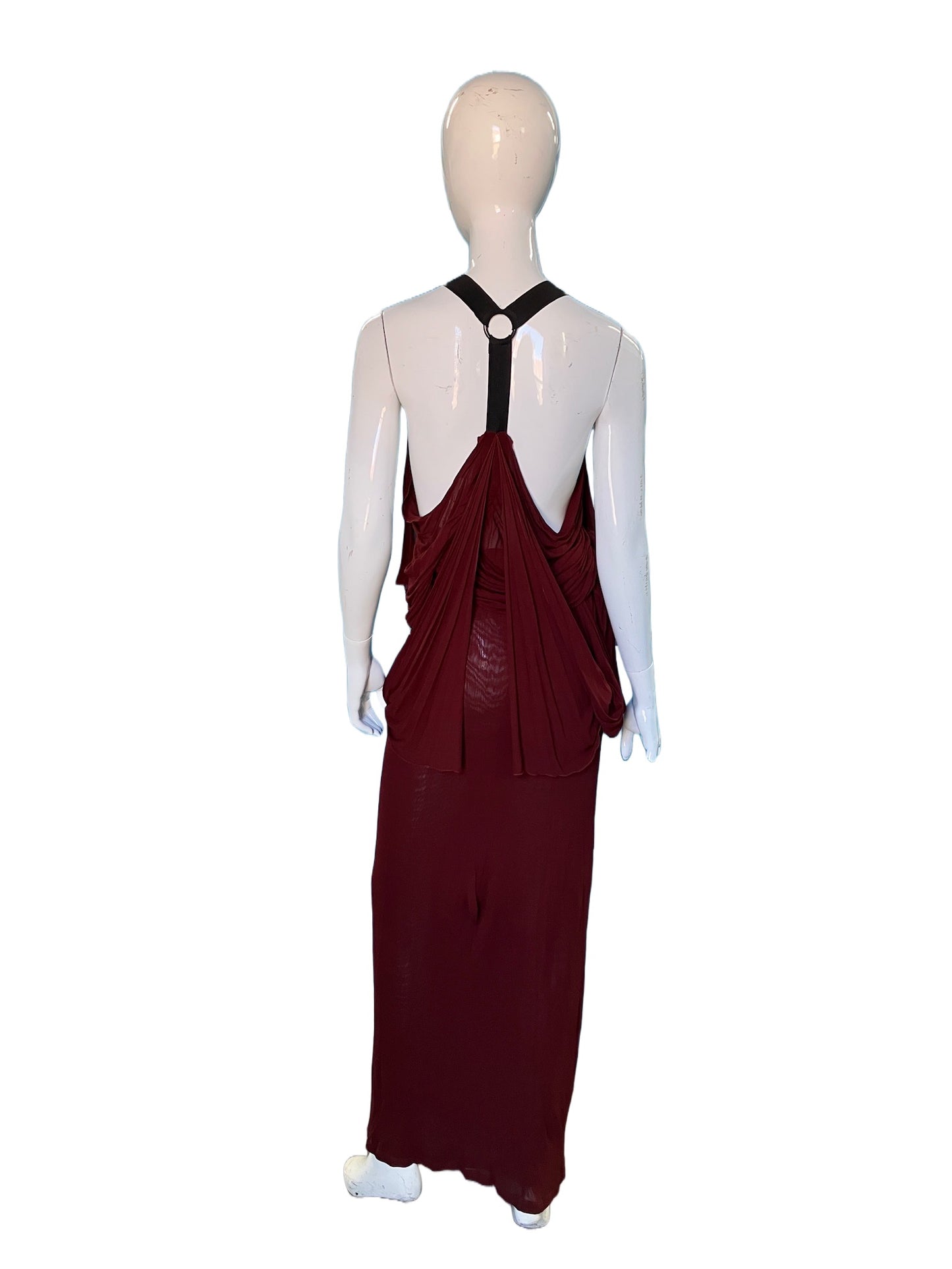 Jean Paul Gaultier 2000s Racerback Cabernet Mesh Gown