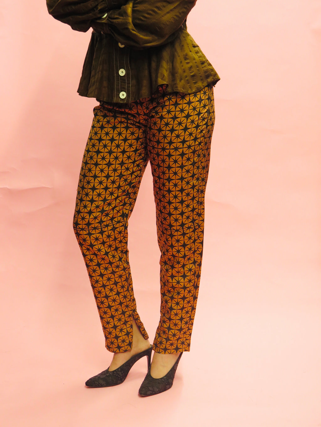 1990’s Todd Oldham Starbust Silk Cigarette Trousers