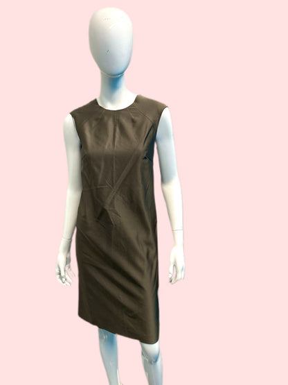 Prada Gunmetal Butterfly Pleated Back Silk Shift Dress