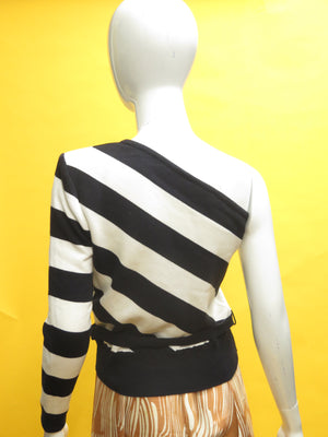 1980’s Valentino One Shoulder Striped Knit Top