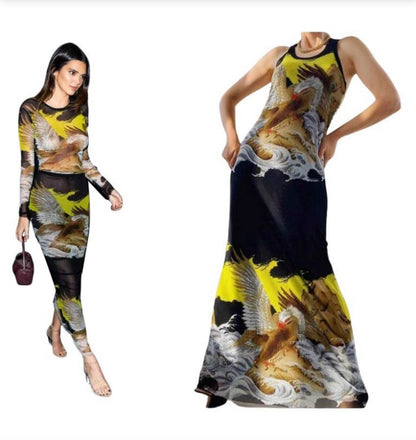 Jean Paul Gaultier JPG Soleil Golden Eagle Hawk Kendall Jenner Crop-top