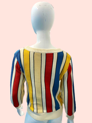 YSL Yves Saint Laurent Rive Gauche Mondrian Striped Pullover
