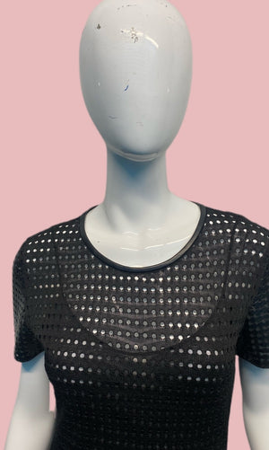 Gianfranco Ferre Perforated Leather Short Sleeve Top