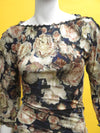 Jean Paul Gaultier Floral Mesh Drawstring Dress