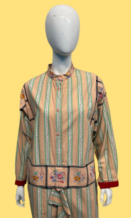 80’s Issey Miyake Floral Striped Tunic Dress