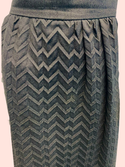 Romeo Gigli Chevron Pleated Wool High Waisted Skirt