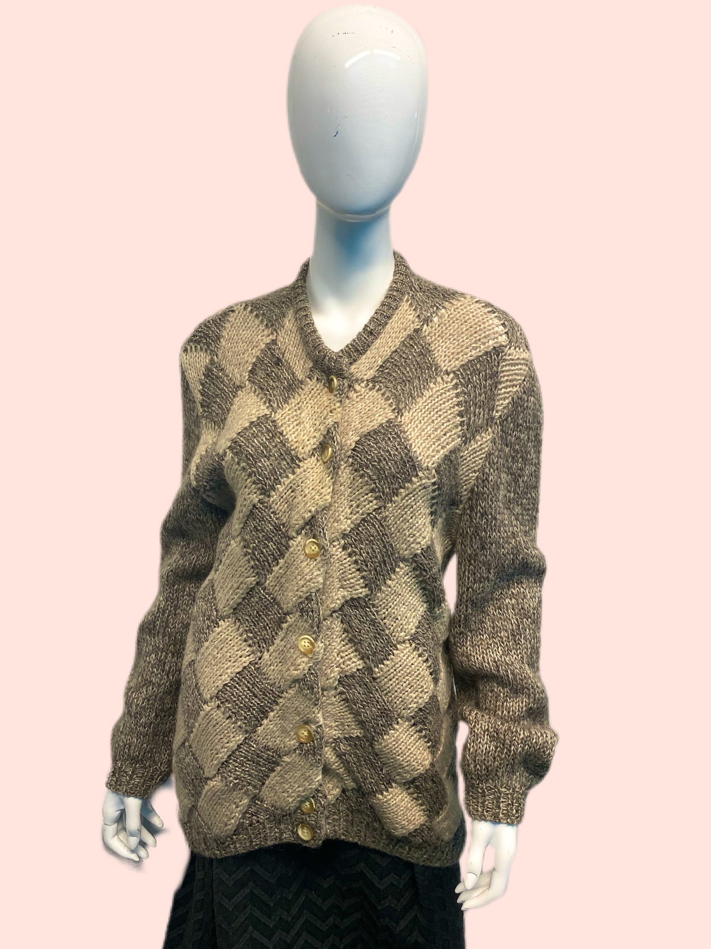 1980’s Gucci Contrast Wool Lattice Knit Cardigan