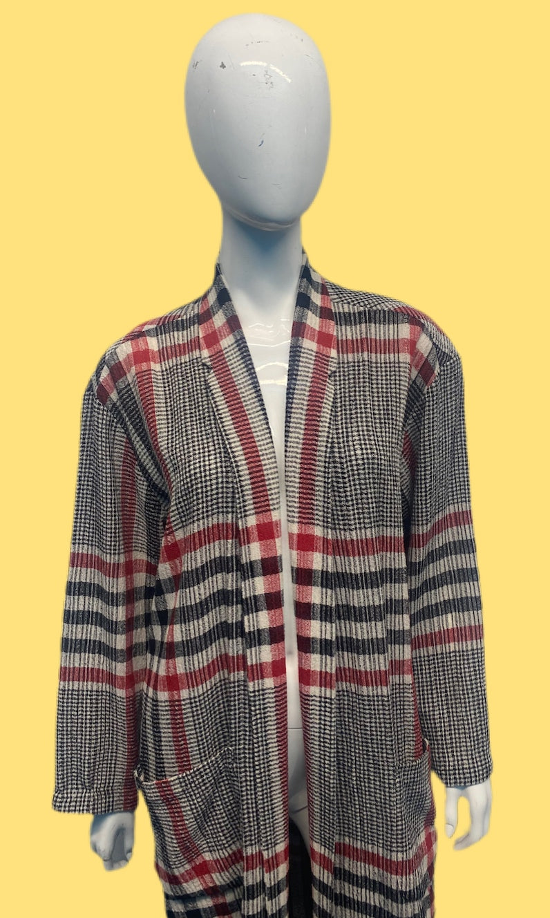 90’s Norma Kamali Gauzy Plaid Duster