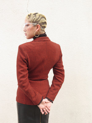 1990s KENZO City Persimmon Houndstooth Double Brewster Blazer