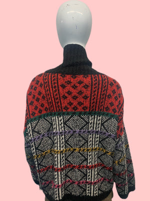 1990’s Kenzo Album Patchwork Knit Cowl Neck Pullover