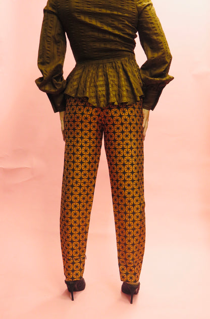 1990’s Todd Oldham Starbust Silk Cigarette Trousers