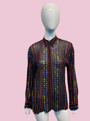 90’s Versace Semi Sheer Fruits Print Button Down shirt