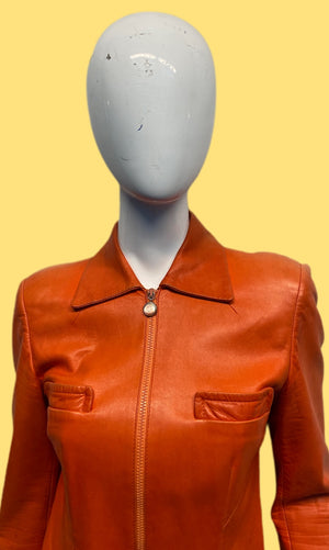 Tom Ford x Gucci Orange Leather Moto Jacket