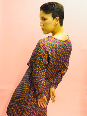 1970’s Diane Von Furstenberg Silk geometric Print Belted Dress