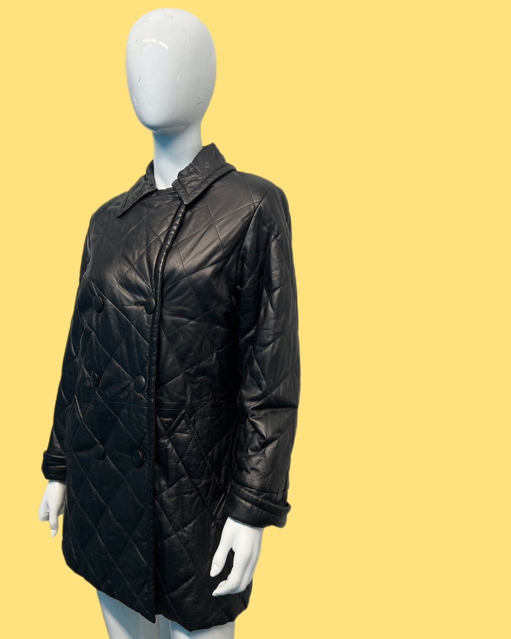 1990’s Quilted Leather Peacoat (Serge Miko)