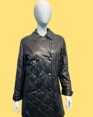 1990’s Quilted Leather Peacoat (Serge Miko)