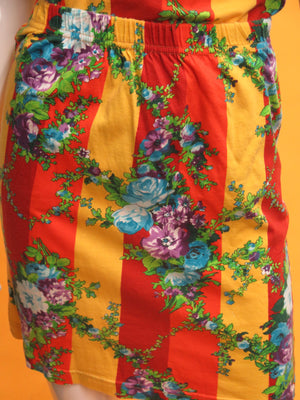 1990’s KENZO Jungle Striped & Floral Skirt Set
