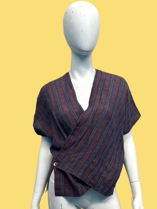 1990’s Shirin Guild Striped Wrap Blouse