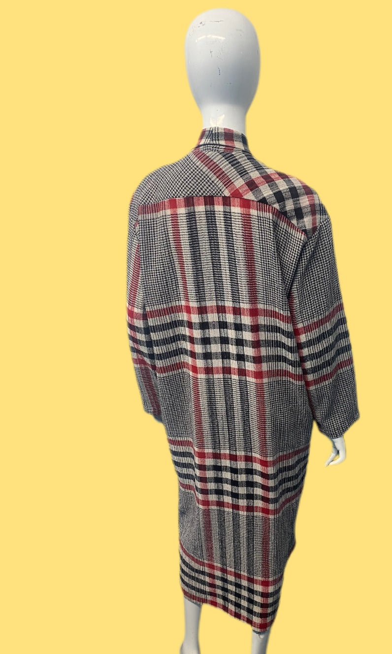 90’s Norma Kamali Gauzy Plaid Duster