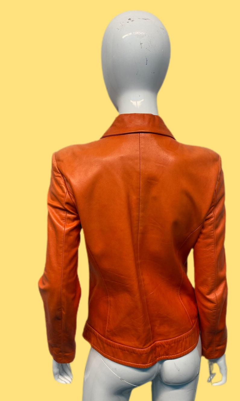 Tom Ford x Gucci Orange Leather Moto Jacket