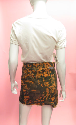 Jean Paul Gaultier Iconic Crowds Print Denim Mini Skirt