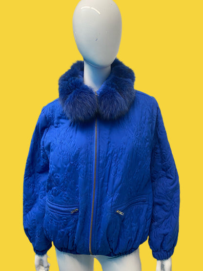 1990’s Gianfranco Ferre Paisley Quilted Fur Lined Collar Bomber Jacket