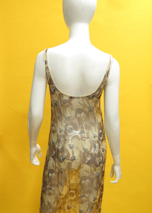 1990s Prada Sheer Floral Silk Slip Dress
