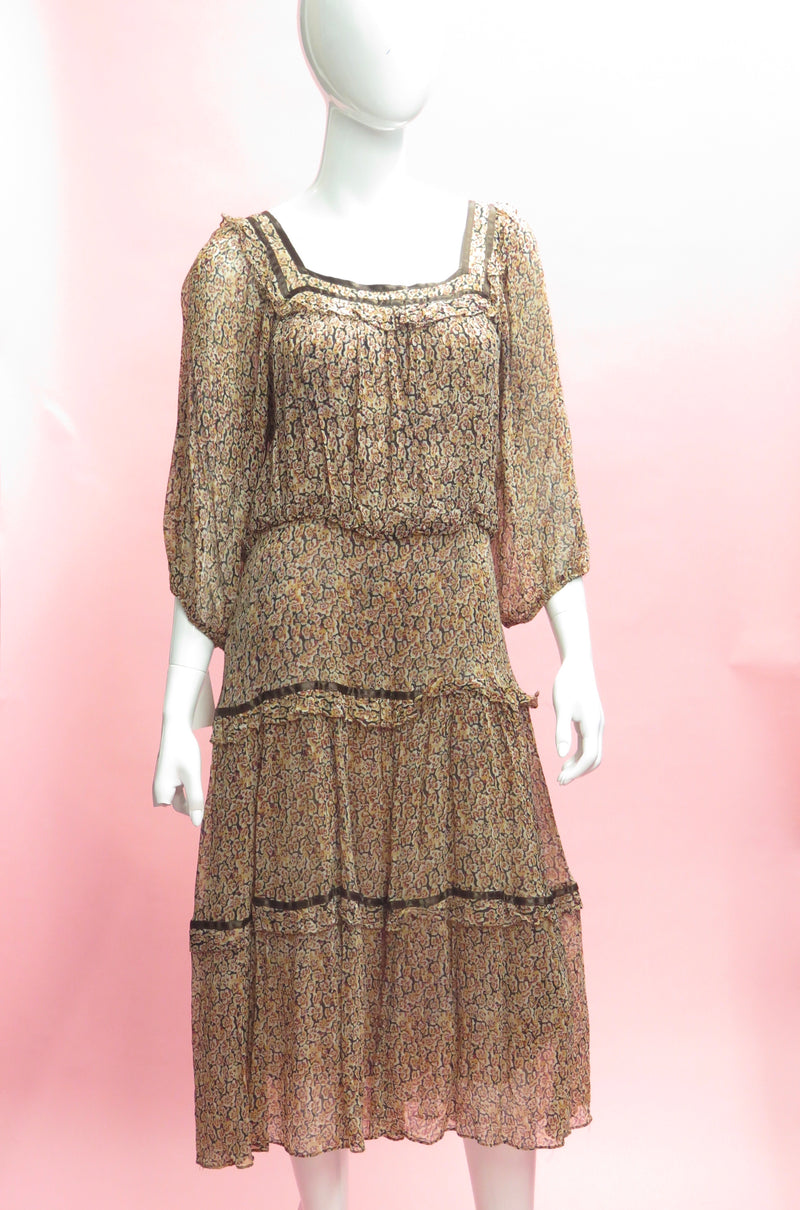 1970’s Raina Dante Tiered Peasant Dress