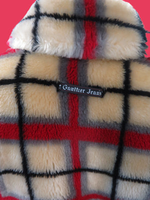 Jean Paul Gaultier JPG Jeans Faux Fur Plaid Cropped Jacket