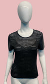 Gianfranco Ferre Perforated Leather Short Sleeve Top