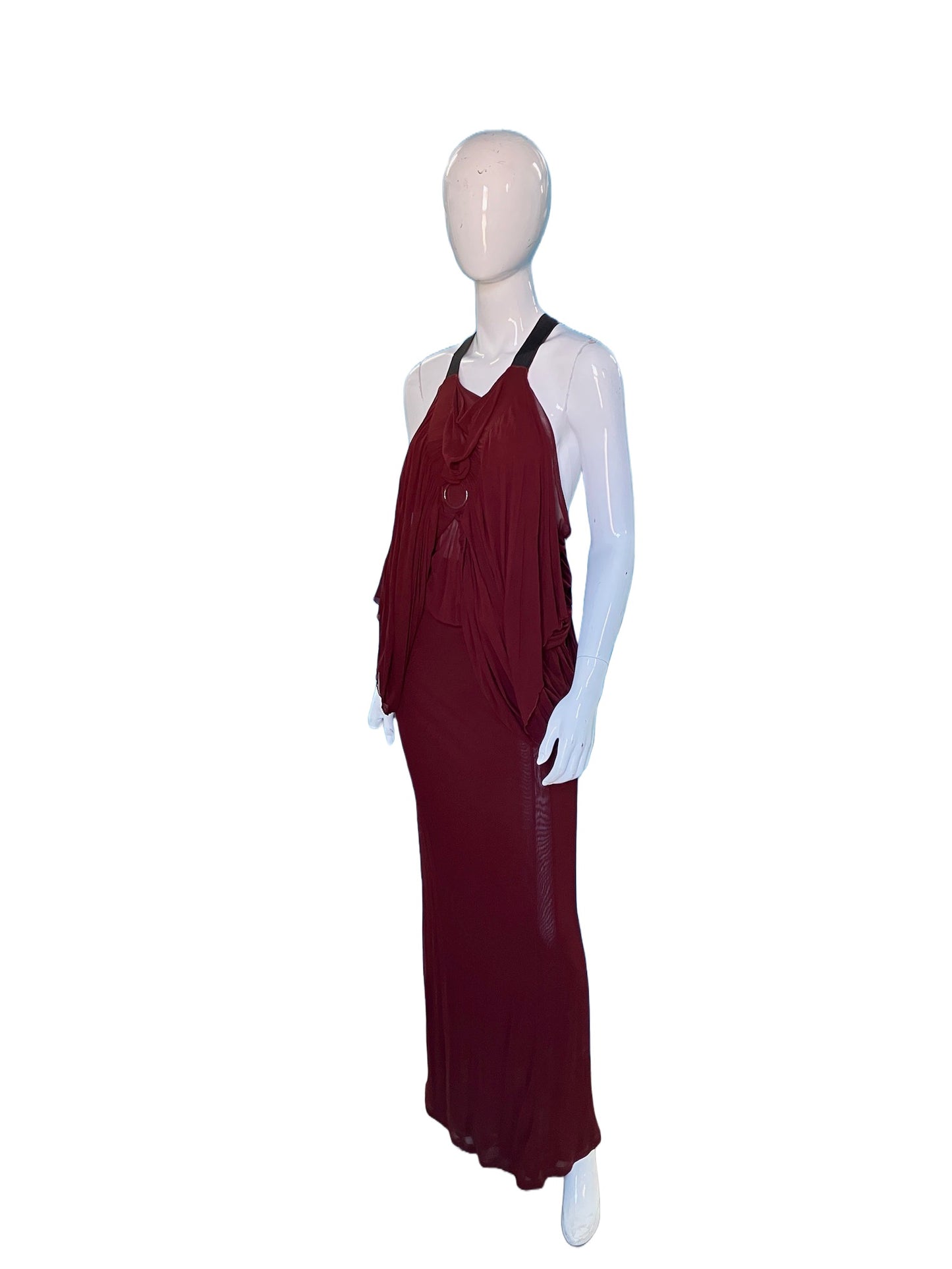 Jean Paul Gaultier 2000s Racerback Cabernet Mesh Gown