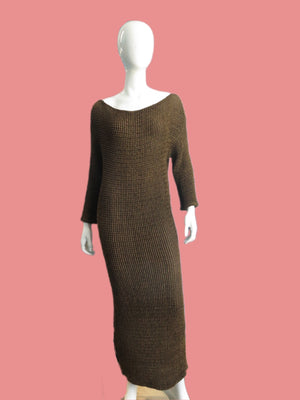 Callaghan x Romeo Gigli quilted puckered Olive Sheath Dress