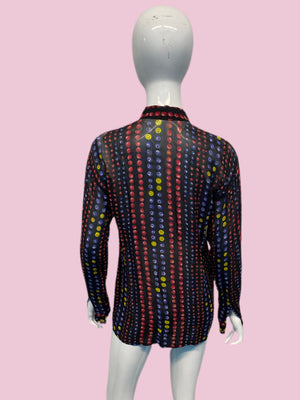90’s Versace Semi Sheer Fruits Print Button Down shirt