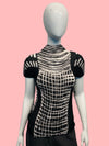Issey Miyake Black & White Graphic Pleated Two Way Top