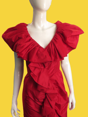 1960’s Flamenco Red Ruffled Opera Dress
